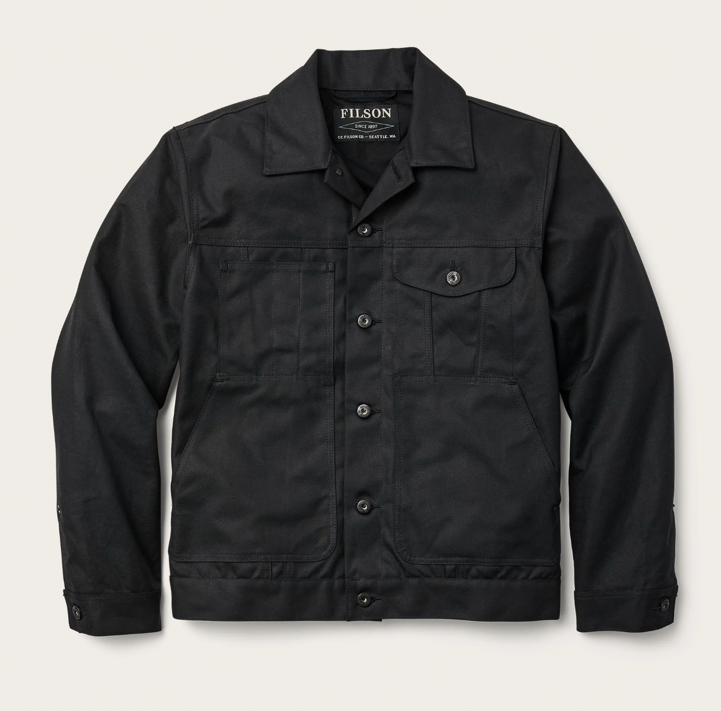 Filson Tin Cloth Short Lined Cruiser Jacket (Black) | Wild West