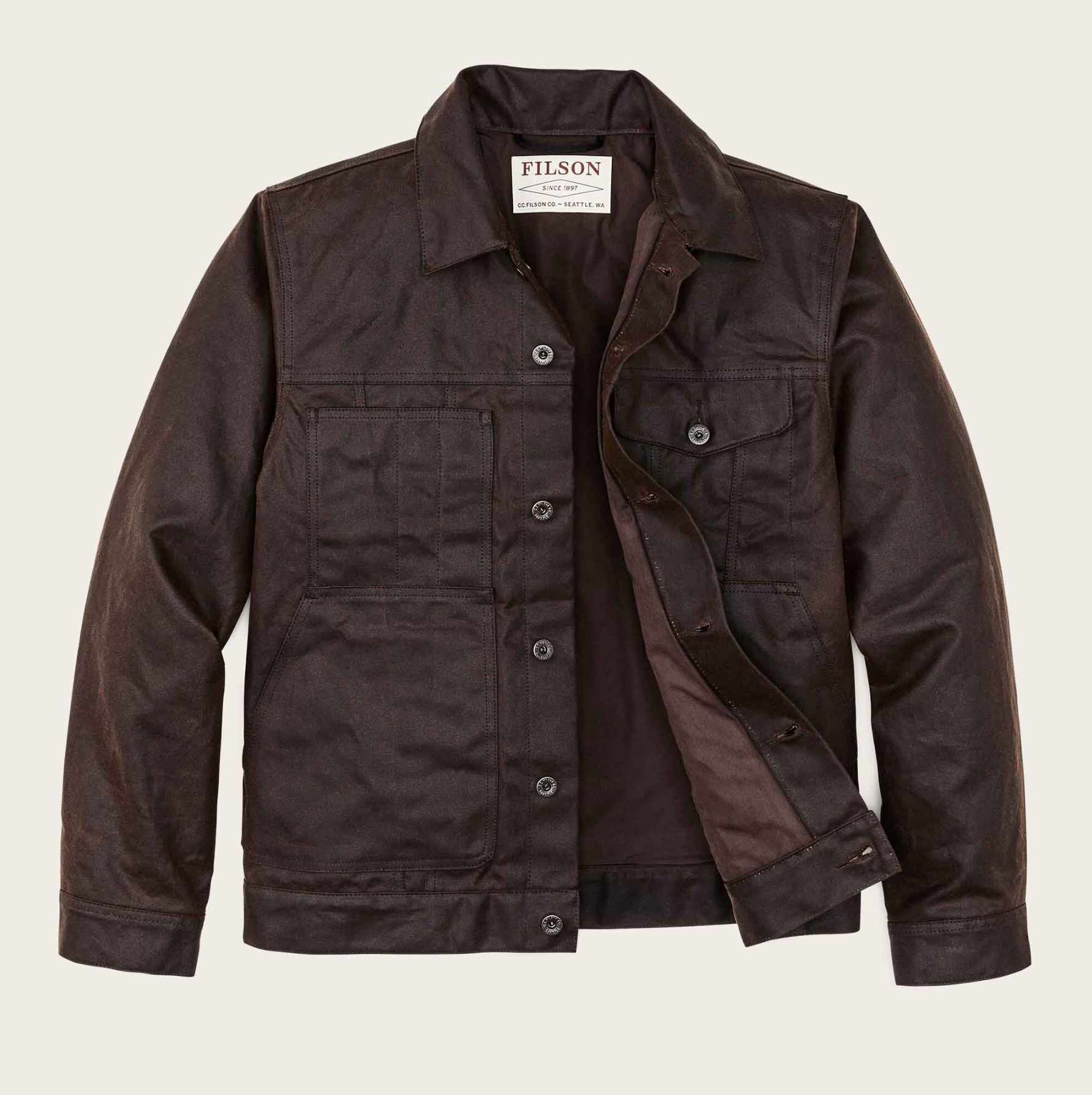 【値下げ‼️】C.C. FILSON CO. ブラウンレザージャケット XXL Filson Tin Cloth Short Lined Cruiser Jacket - Dark Brown | Wild