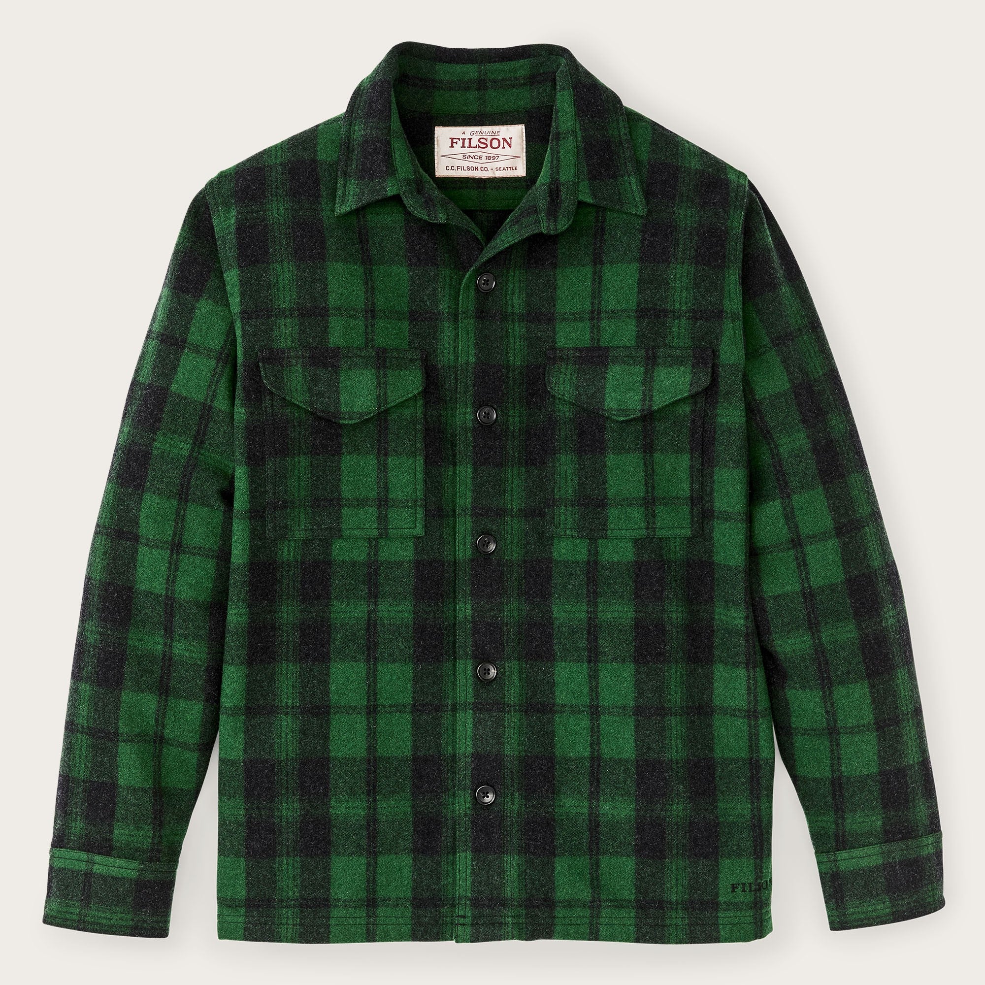 FILSON Virgin Wool Jac Shirt (Green Black Plaid) | Wild West