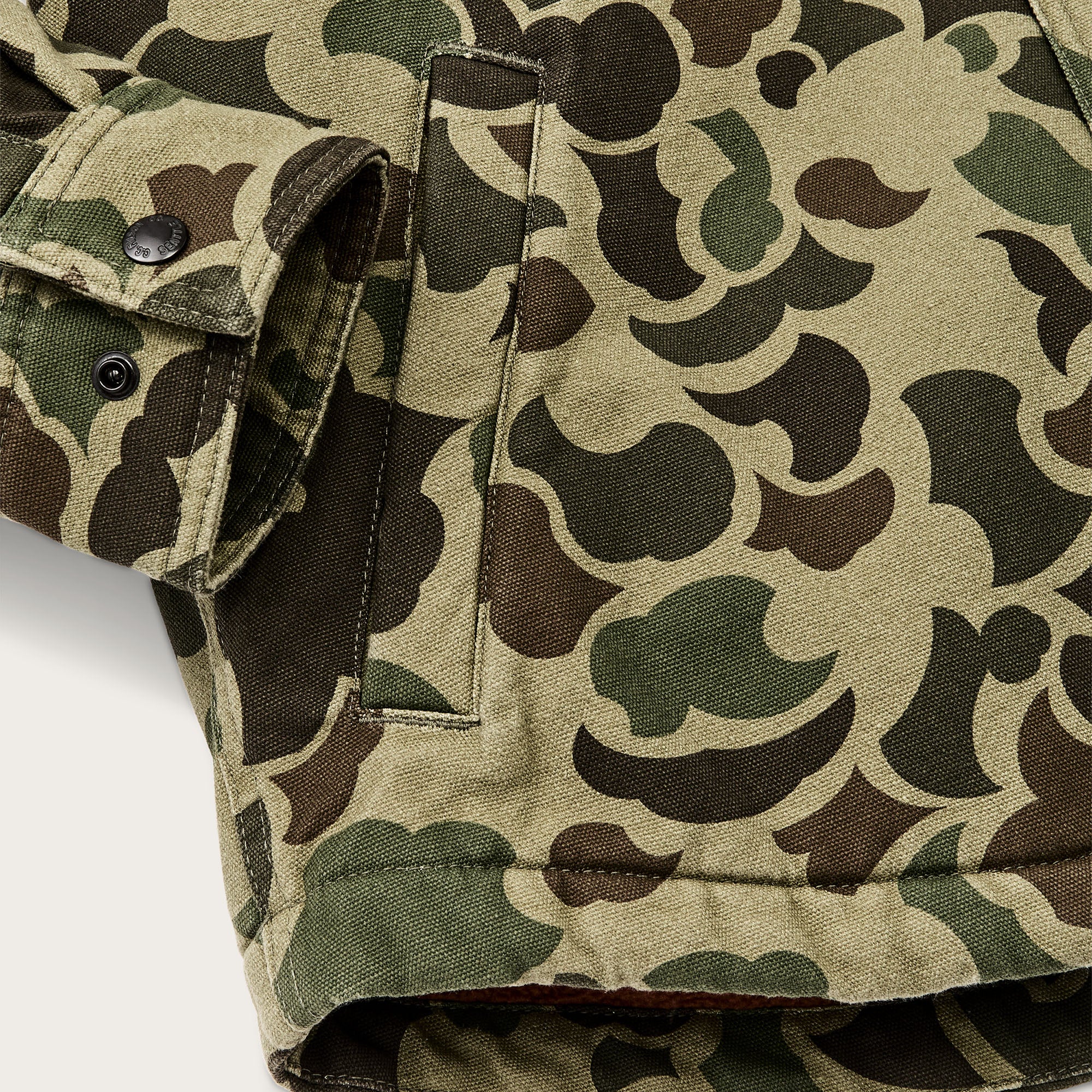 Gilet De Pêche Vintage Filson - Camo Vert Rayé - Toile Coton - Homme - USA