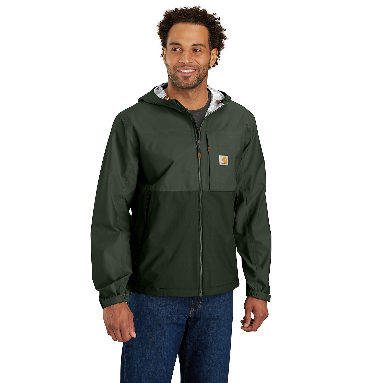 CARHARTT Monterey Lightweight Packable Rain Jacket (Forestry Green